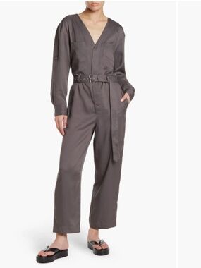 Club Monaco Utility Jumpsuit Grey Belted Roll Tab Size 6 NWT